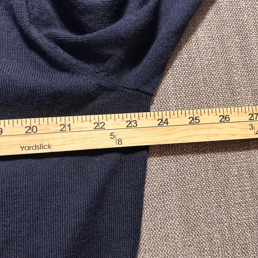 Peter Millar Sweater Mens L Navy Blue Merino Wool Silk Blend V-Neck Pullover